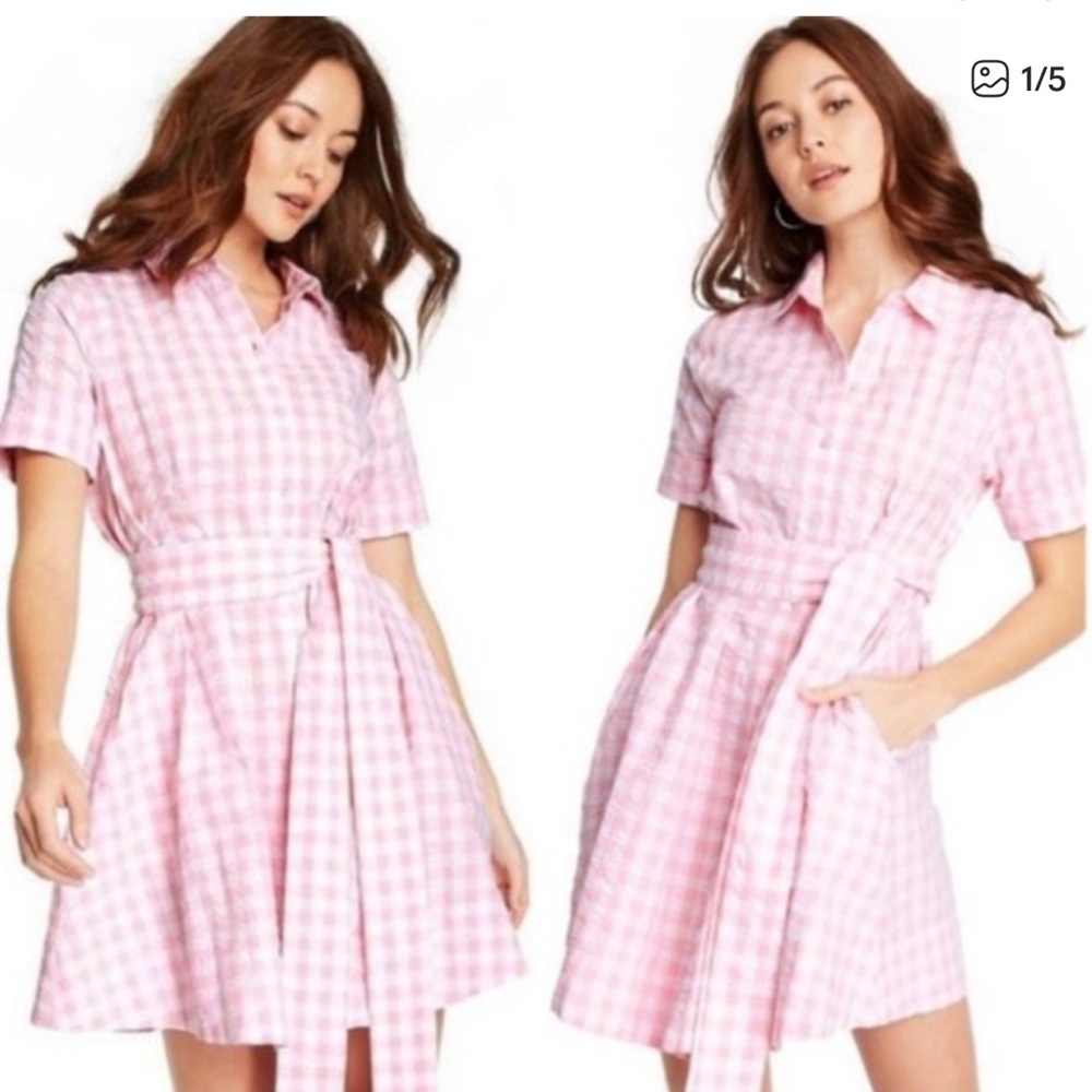 Lisa Marie Fernandez x Target Pink Gingham Button Down Dress. Size M